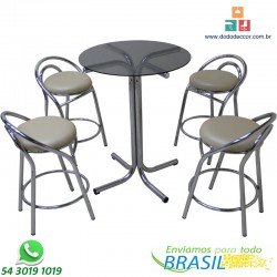 Conjunto de banquetas e mesa para bar e restaurantes cromadas