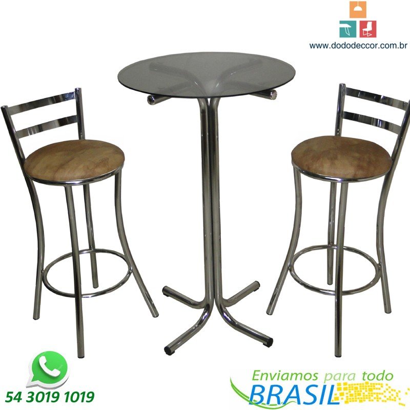 Assento corino croco bége cromadas altas no conjunto de banquetas e bistrôs cromados