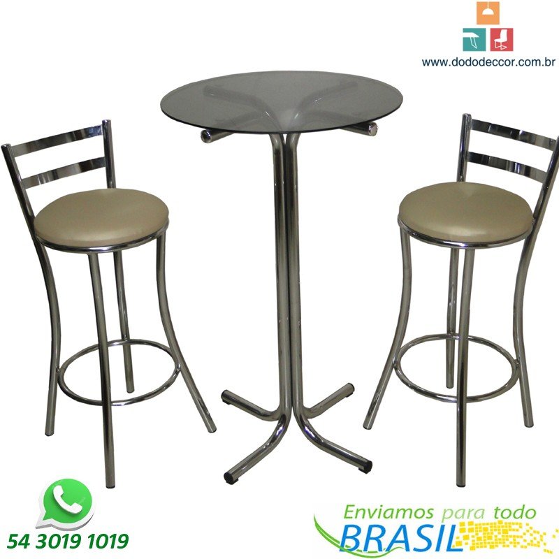 conjunto cromado de bistrô e banquetas para bar e restaurantes