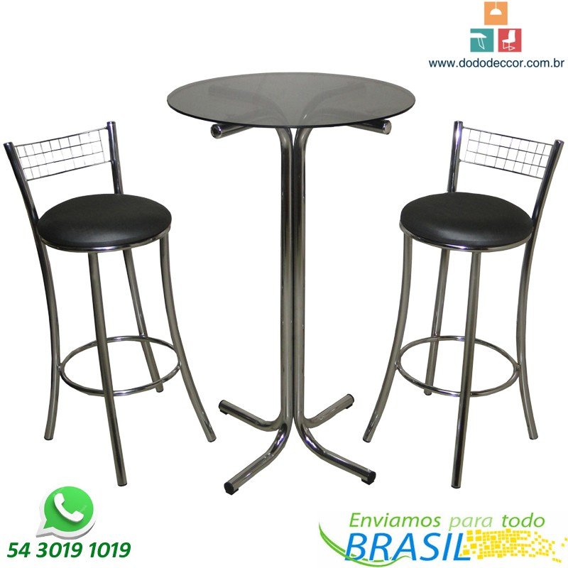 Banquetas altas com bistrô cromado assento em dunas factor preto