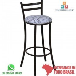 Banqueta para bancadas e cozinhas ase freta assento floral branco preto