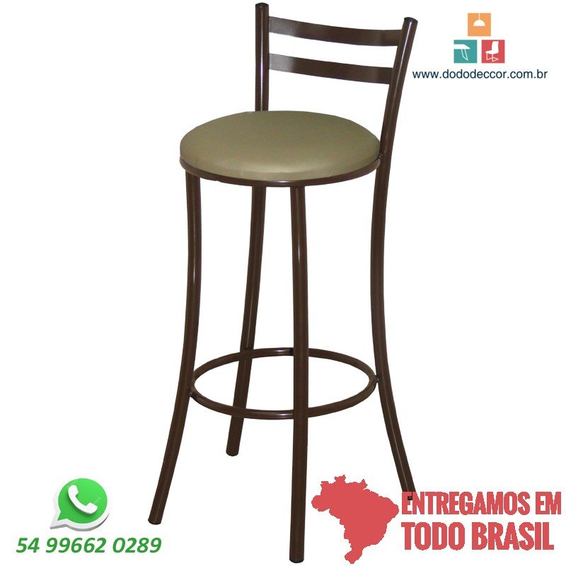 Banqueta alta para passa prato cozinha americana assento redodondo estofado em Dunas factor Champagne Banqueta alta para passa prato cozinha americana assento redodondo estofado em Dunas factor Champagne