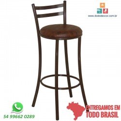 Banqueta estrutura e estofado marrom alta encosto em chapa