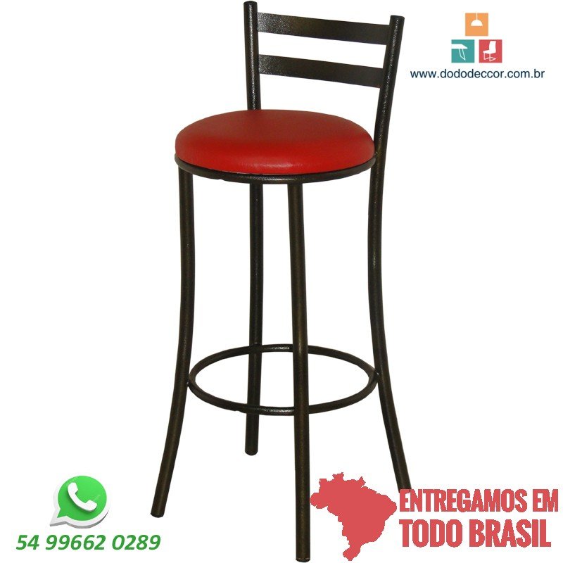 Banqueta encosto em chapa estrutura tubular craqueada prata