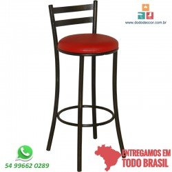 Banqueta encosto em chapa estrutura tubular craqueada prata