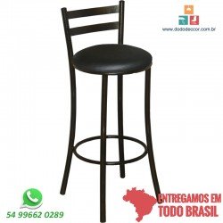 Banqueta alta tubular craqueada assento redondo em dunas factor preto