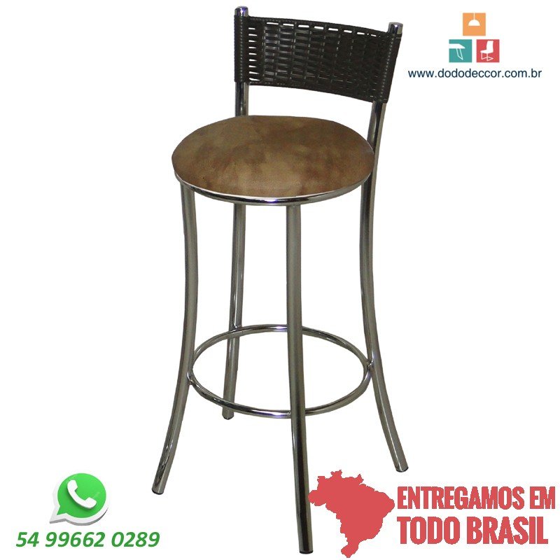 Banqueta assento croco bege encosto tabaco