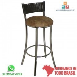 Banqueta assento croco bege encosto tabaco