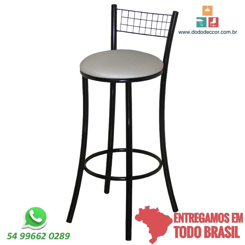 Banqueta alta revestimento dunas champanhe estrutura preta Banqueta alta revestimento dunas champanhe estrutura preta