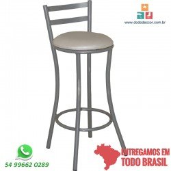 Banqueta alta base cinza assento redondo facto dunas champagne