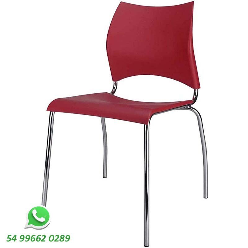 Cadeira cromada em polipropileno vermelho Cadeira cromada em polipropileno vermelho