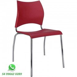 Cadeira cromada em polipropileno vermelho
