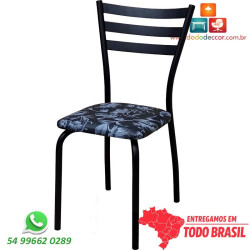 Cadeira para cozinha DO 447A preto fosco assento floral fundo preto