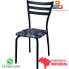 Cadeira para cozinha DO 447A preto fosco assento floral fundo preto