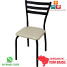 Cadeira de cozinha DO447A preto fosco assento liso bége claro