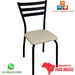 Cadeira de cozinha encosto moldado as costas estofado liso bége claro