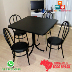 Conjunto cadeiras DO 415 e mesa MS 221 preto fosco