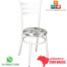 Cadeira reforçada para cozinha DO 424 assento reto floral fundo branco flores pretas