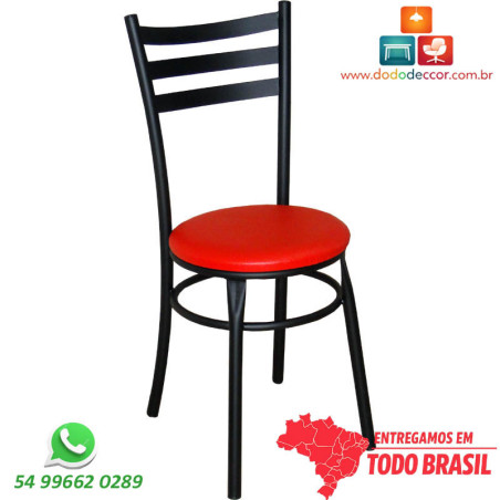 Cadeira de cozinha DO 424 preto fosco assento vermelho