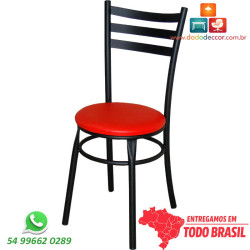 Cadeira de cozinha DO 424 preto fosco assento vermelho