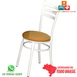 Cadeira de cozinha DO 424 epóxi branco brilhante assento corino bége