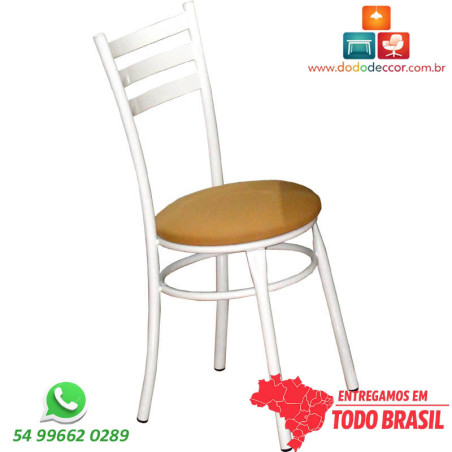 Cadeira de cozinha reforçada em  carbono acabamento epóxi branco brilhante