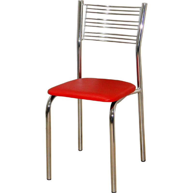 Cadeira para cozinha DO 414 cromada assento corino vermelho