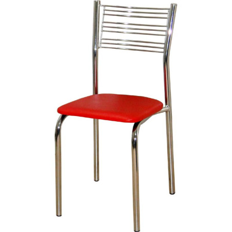 Cadeira para cozinha DO 414 cromada assento corino vermelho