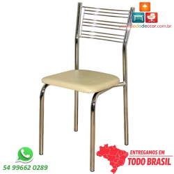 Cadeira para cozinha DO 414 cromada assento bége claro