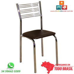 Cadeira cromada para cozinhas, encosto em tela moldada as costas