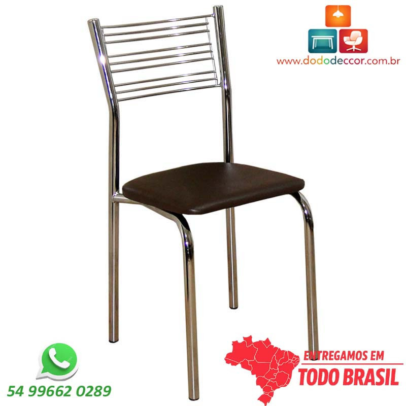 Cadeira cromada para cozinhas, encosto em tela moldada as costas