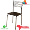 Cadeira para cozinha DO 414 cromada assento corino marrom