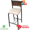 Banqueta para cozinha gourmet com assento Linen e estrutura preta