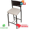 Banqueta para cozinha gourmet com junco marrom tabaco e acabamento premium