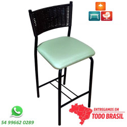 Banqueta para cozinha gourmet com junco marrom tabaco e Facto Dunas Esmeralda