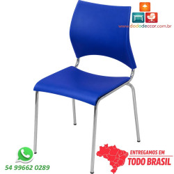 Cadeira DO220 Cromada Azul em Polipropileno | Dodo Deccor