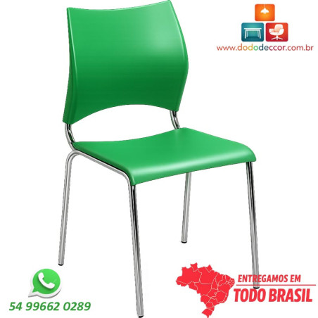 Cadeira DO 220 Cromada Verde em Polipropileno | Dodo Deccor