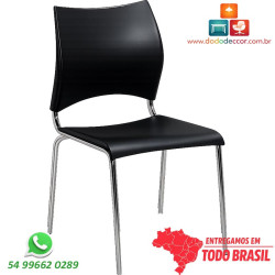 Cadeira DO220 Cromada Preta em Polipropileno | Dodo Deccor