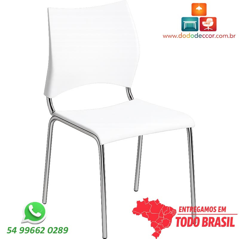 Cadeira DO220 Cromada Branca em Polipropileno | Dodo Deccor