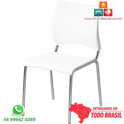 Cadeira DO220 Cromada Branca em Polipropileno | Dodo Deccor
