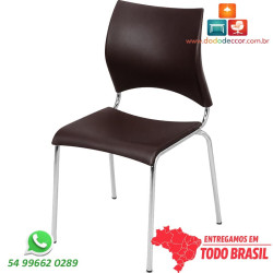 Cadeira DO220 Cromada Marrom em Polipropileno | Dodo Deccor