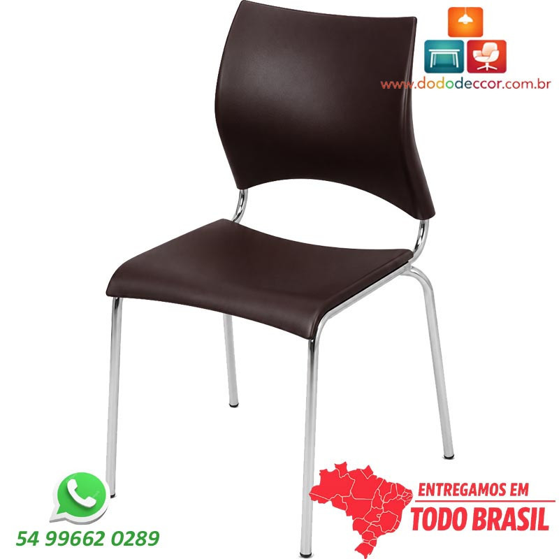 Cadeira DO220 Cromada Marrom em Polipropileno | Dodo Deccor