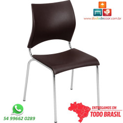 Cadeira DO220 Cromada Marrom em Polipropileno | Dodo Deccor