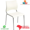 Cadeira Fixa estrutura cromada e assento em polipropileno bege, perfeita para cozinhas, salas de jantar e restaurantes.