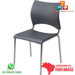Cadeira DO220 cromada com assento e encosto em polipropileno cinza escuro para cozinha, restaurante e escritório