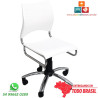 Cadeira Giratória DO226 cromada com assento e encosto em polipropileno branco e regulagem pneumática de altura.