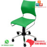 Cadeira Giratória DO226 cromada com assento e encosto em polipropileno verde para escritório e home office.
