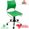 Cadeira Giratória DO226 cromada com assento e encosto em polipropileno verde e regulagem pneumática de altura.