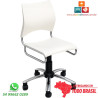 Vista lateral da Cadeira DO 226 bege destacando ergonomia, estrutura cromada e base giratória com rodízios.