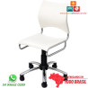 Cadeira Giratória DO226 cromada com assento e encosto em polipropileno bege para escritório e home office.
